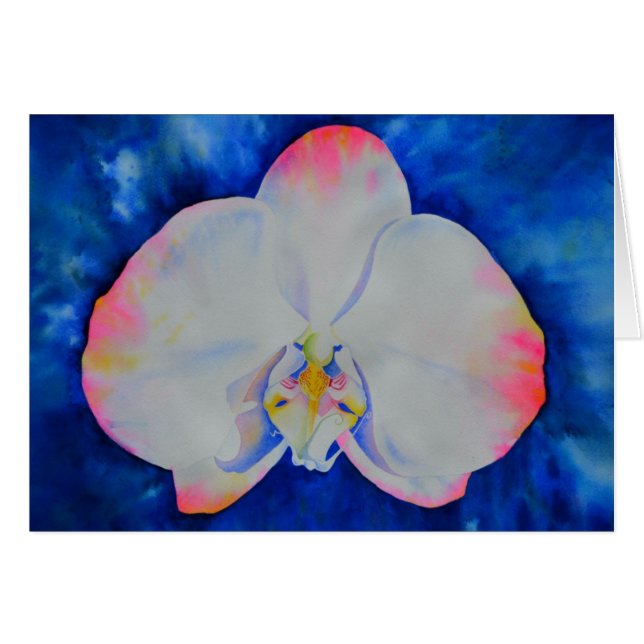 Elegant white pink watercolor floral orchid  (Front Horizontal)