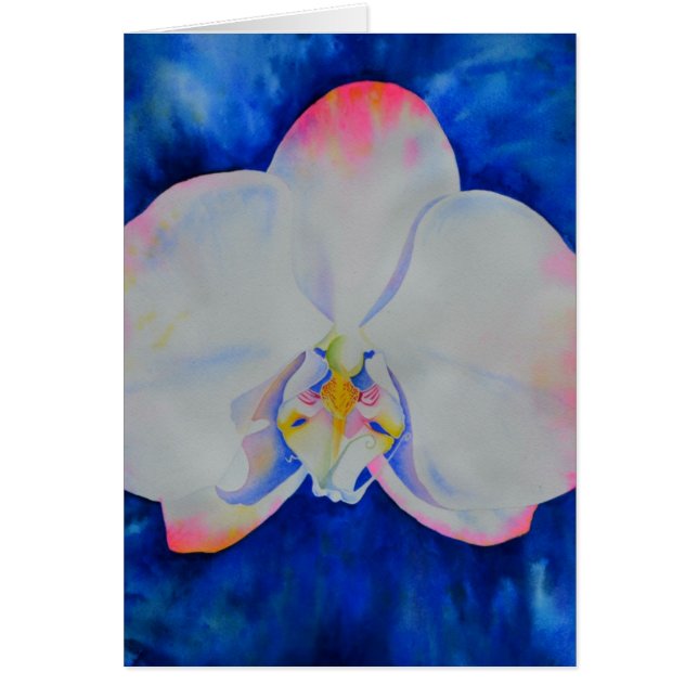 Elegant white pink watercolor floral orchid  (Front)