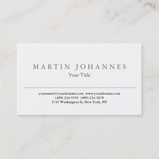 Elegant white plain professional business card (Front)