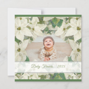 Elegant White Poinsettia Baby Flat Magnetic Card
