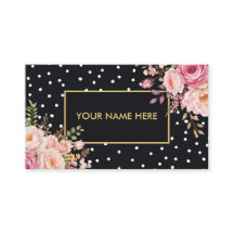 Elegant White Polka with Gold Frame & Roses