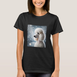 Elegant White Poodle In Snow Winter Dog Tee Shirt