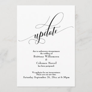 Elegant White Postponed Wedding Update Card