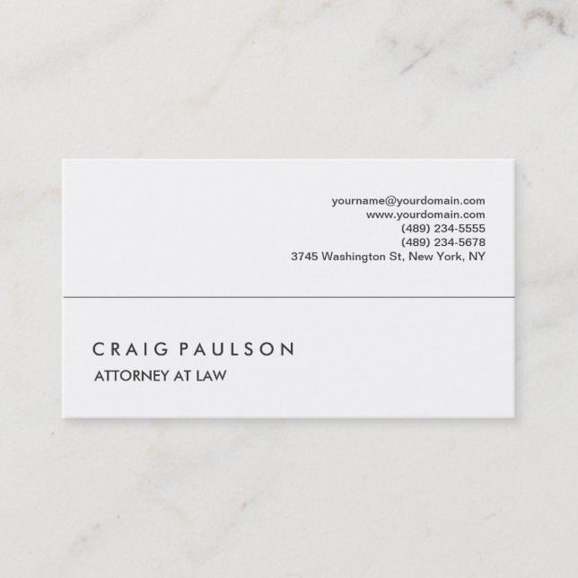 Elegant White Professional Business Card (Front)