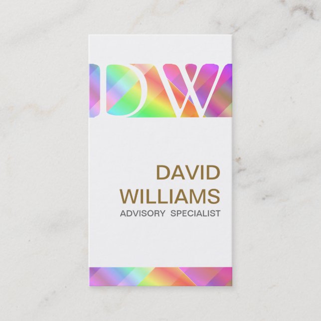 ELEGANT WHITE PROFESSIONAL IRIDESCENT HOLOGRAM BUSINESS CARD (Front)