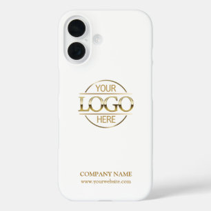 Elegant White Promotional Company Business Logo iPhone 16 Case