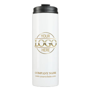 Elegant White Promotional Company Business Logo Thermal Tumbler