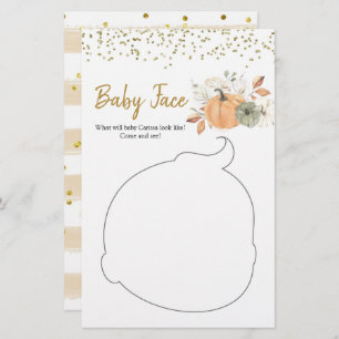 Elegant White Pumpkin Baby Shower Baby Face