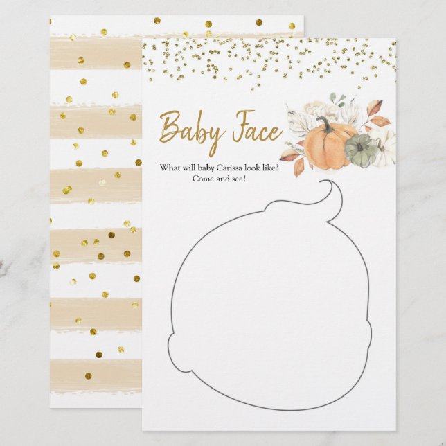 Elegant White Pumpkin Baby Shower Baby Face (Front/Back)