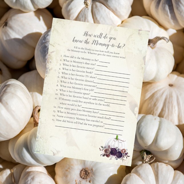 Elegant White Pumpkin Do You Know Mummy Game Invitation (Creator Uploaded)
