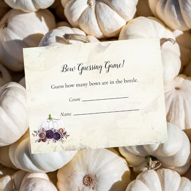 Elegant White Pumpkin Guessing Baby Shower Game Invitation (Creator Uploaded)