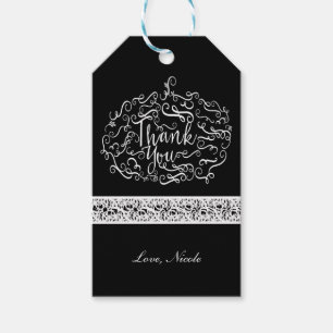 Elegant White Pumpkin Halloween Fall Thank You Gift Tags