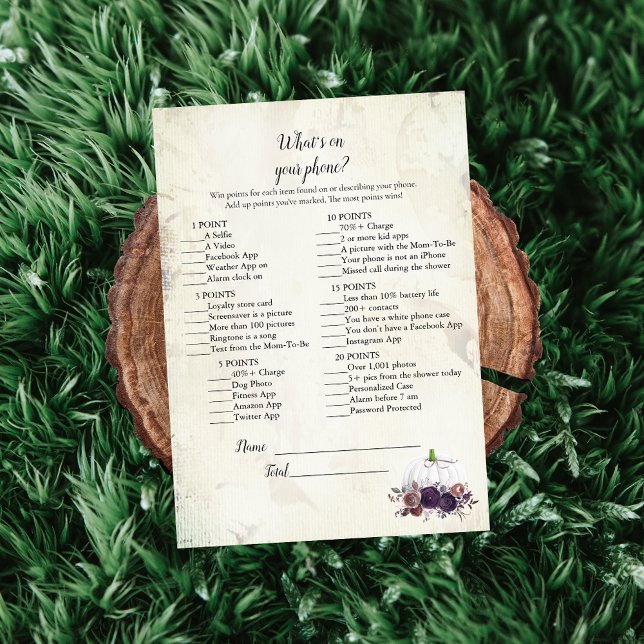 Elegant White Pumpkin What's On Your Phone Invitation (Creator Uploaded)