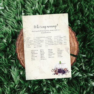 Elegant White Pumpkin Who's My Mummy Game Invitation