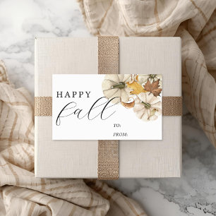 Elegant White Pumpkins Happy Fall Favour Gift Rectangular Sticker