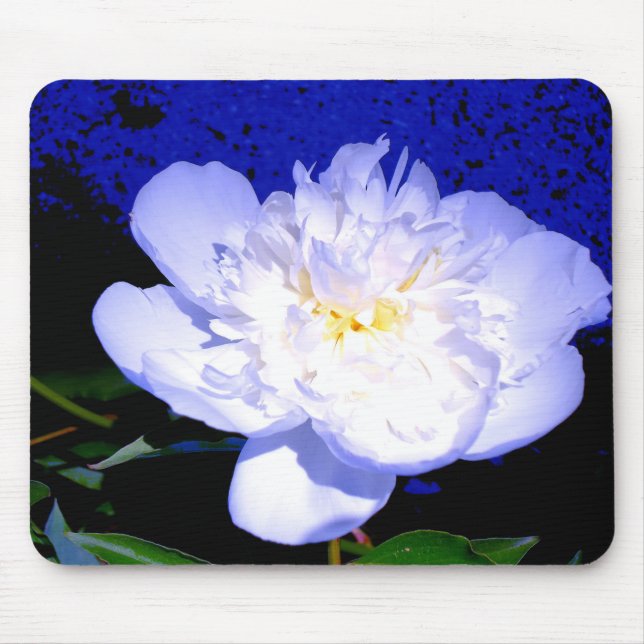 Elegant white purple blue floral flower peony mouse mat (Front)