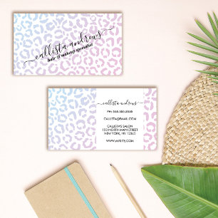 Elegant White Purple Leopard Cheetah Animal Print Business Card