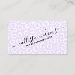Elegant White Purple Leopard Cheetah Animal Print Business Card