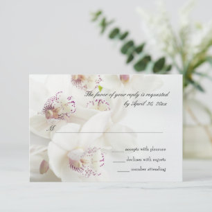 Elegant White & Purple Orchids Wedding RSVP Card