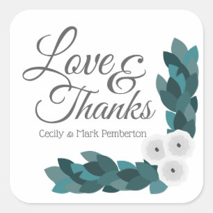 Elegant White Ranunculus Flowers Thank You Square Sticker