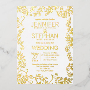 Elegant White Real Gold Floral Wedding
