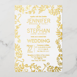 Elegant White Real Gold Floral Wedding
