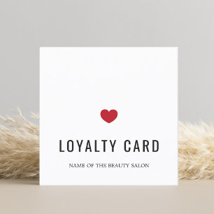 Elegant White Red Heart Beauty Salon Loyalty Card