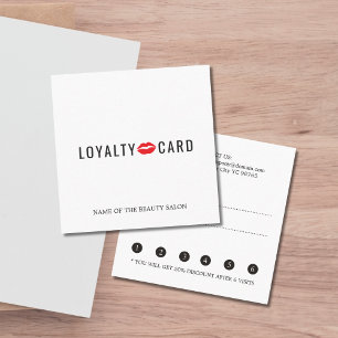 Elegant White Red Lips Makeup Loyalty Card