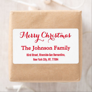 Elegant White Red Script Christmas Return Address
