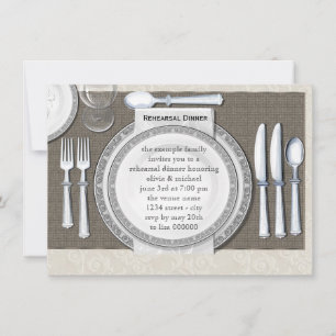 Elegant White Rehearsal Dinner Invitations