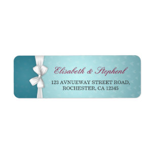 Elegant White Ribbon Turquoise Wedding Address