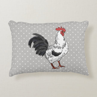 Elegant White Rooster Accent Pillow