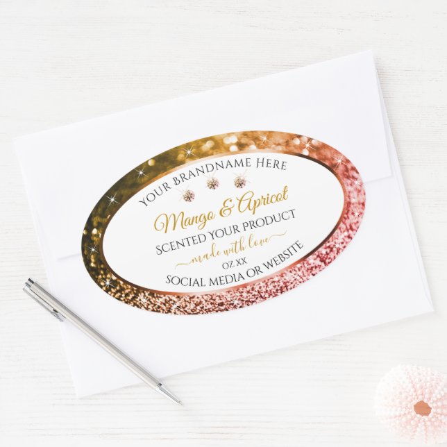 Elegant White Rose and Gold Glitter Product Labels (Envelope)
