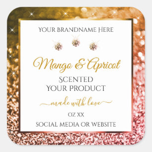 Elegant White Rose and Gold Glitter Product Labels