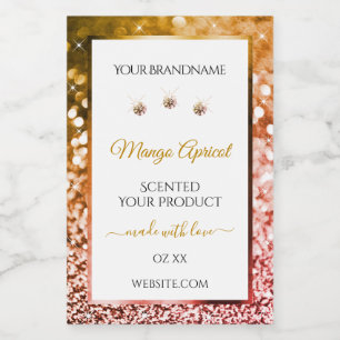 Elegant White Rose and Gold Glitter Product Labels