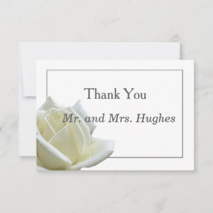 Elegant white rose and silver wedding Thank you