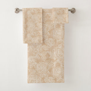 Elegant White Rose Bath Towel Set - Practical Gift