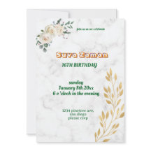 Elegant White Rose Floral 16th Birthday