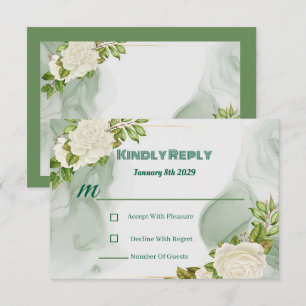 Elegant White Rose  Floral 19th Birthday RSVP Card