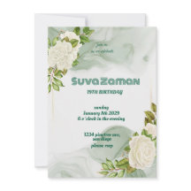 Elegant White Rose Floral 19th Birthday