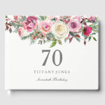 Elegant White Rose Floral 70th Birthday Guest Book<br><div class="desc">Elegant White Rose Floral 70th Birthday Guest Book

For matching set see Niche and Nest Store</div>