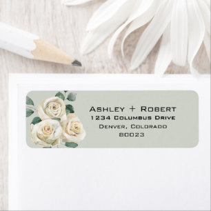 Elegant White Rose Floral   Sage Mint Return 