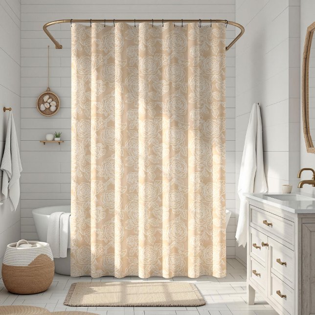 Elegant White Rose Floral Shower Curtain (Creator Uploaded)