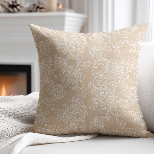 Elegant White Rose Flower  Cushion (Creator Uploaded)