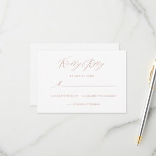 Elegant White Rose Gold Calligraphy Wedding RSVP Card