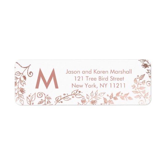 Elegant White Rose Gold Floral Address Labels
