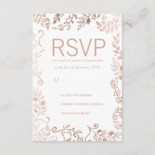 Elegant White Rose Gold Floral RSVP Cards
