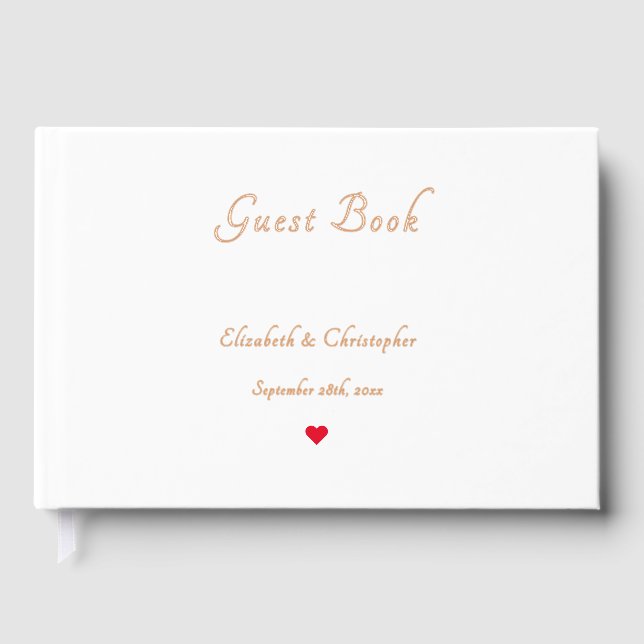 Elegant White Rose Gold Foil Weddings Anniversary Guest Book (Front)