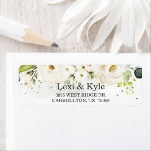 Elegant White Rose & Gold Modern Font Address