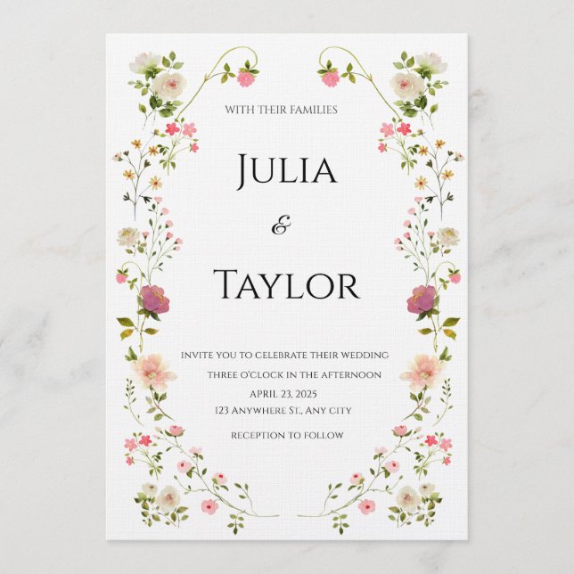 Elegant White Rose Invitation (Front)